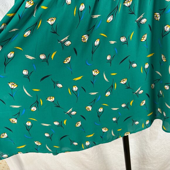 41 Hawthorn Stitch Fix Dress Womens Petite XL Green Floral Midnight Scallop NWT - Picture 2 of 8